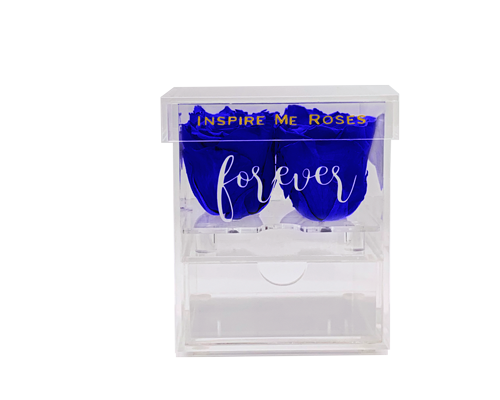 "Forever" Love Royal Blue Roses Jewelry Box - Small