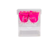 "Forever" Love Hot Pink Roses Jewelry Box - Small