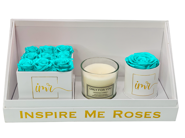 Signature Mini Roses Gift Box Set - Tiffany Blue