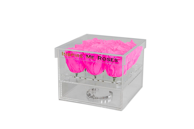 Hot Pink Roses Jewelry Box - Medium