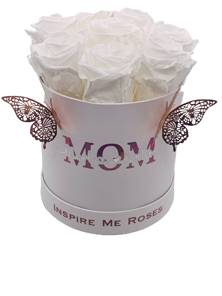 Personalized Mom Rose Box - White